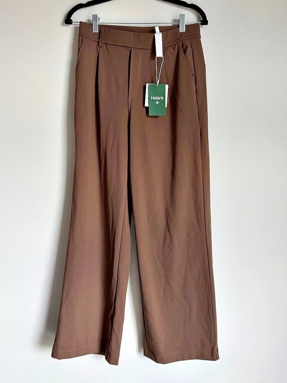 NWT Halara Flex High Waisted Pocket Wide Leg Work Pants Brown Medium